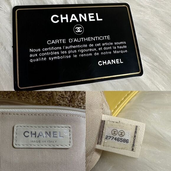 💯Authentic Chanel  PVC Yellow Leather Raffia Shopping Tote🍀 - Picture 16 of 17